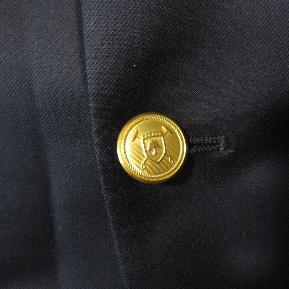 Lauren Ralph‎ Lauren Wool Blazer 44R Navy Gold Two Button Lined Wedding Guest